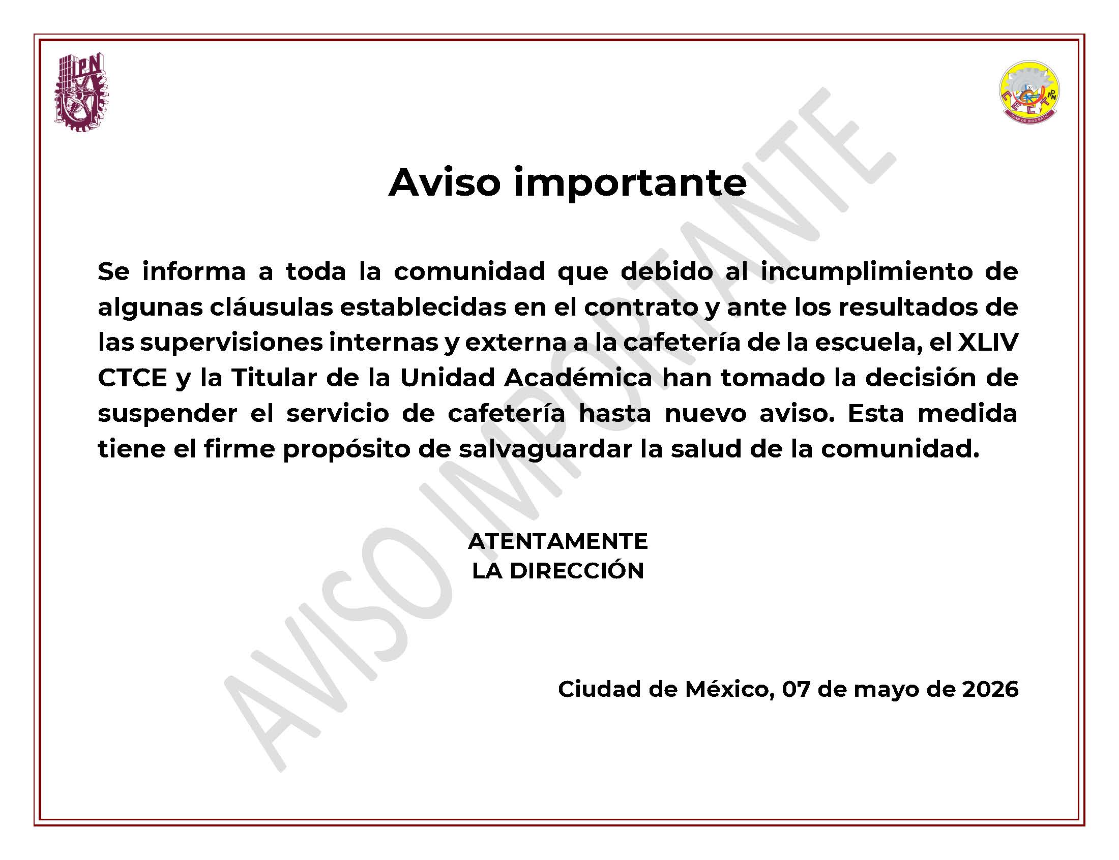 Aviso importante 07-05-26