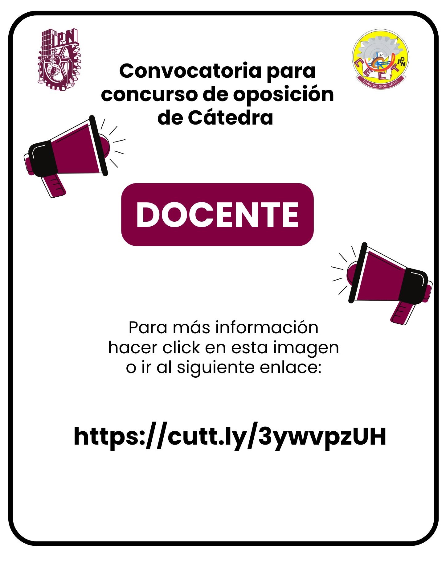 Convocatoria para concurso de oposición de Cátedra