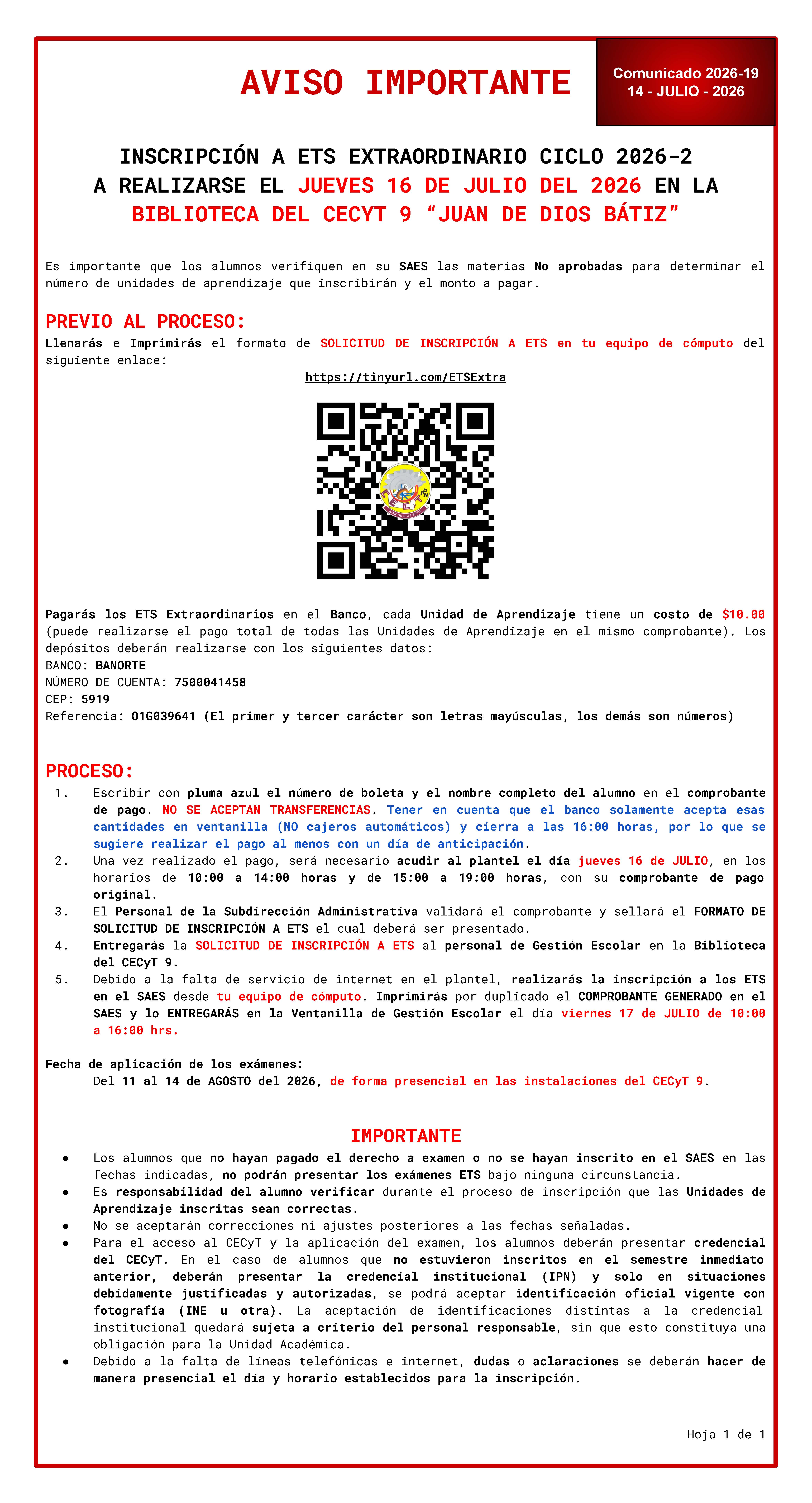 Inscripción a ETS Extraordinario 26-2